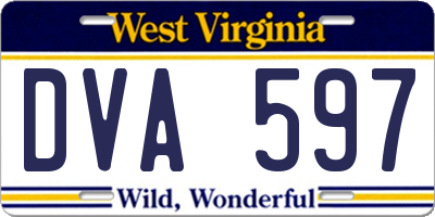 WV license plate DVA597