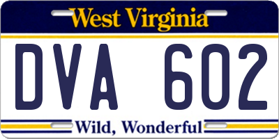 WV license plate DVA602