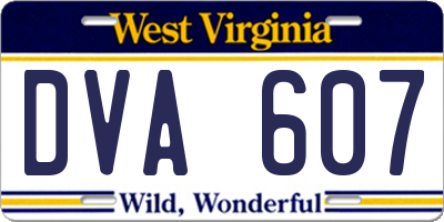 WV license plate DVA607