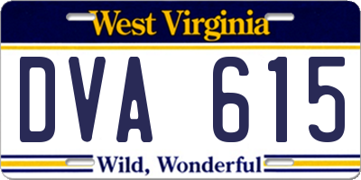 WV license plate DVA615