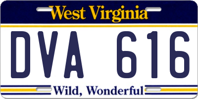 WV license plate DVA616