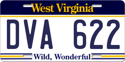 WV license plate DVA622