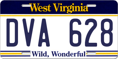 WV license plate DVA628