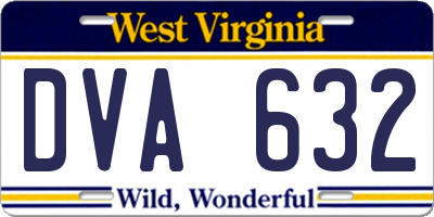 WV license plate DVA632