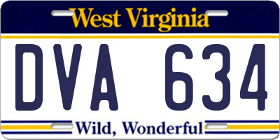 WV license plate DVA634