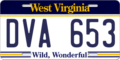 WV license plate DVA653