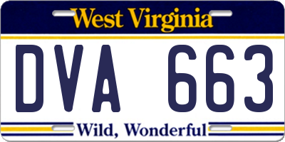 WV license plate DVA663