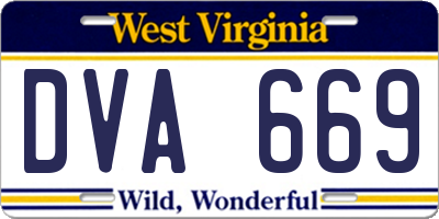 WV license plate DVA669