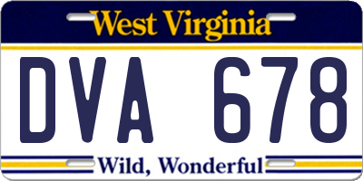 WV license plate DVA678