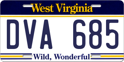 WV license plate DVA685
