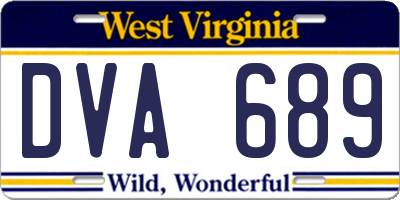 WV license plate DVA689