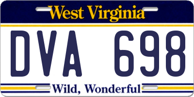 WV license plate DVA698
