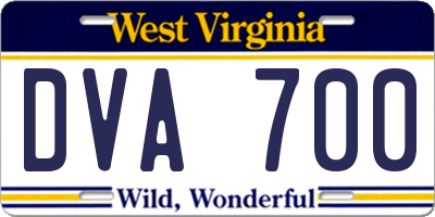 WV license plate DVA700
