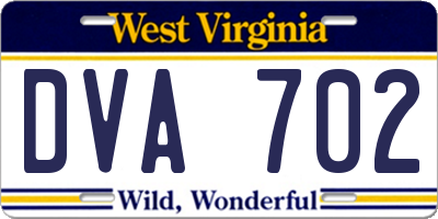WV license plate DVA702