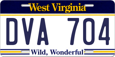 WV license plate DVA704