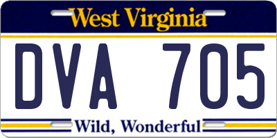 WV license plate DVA705