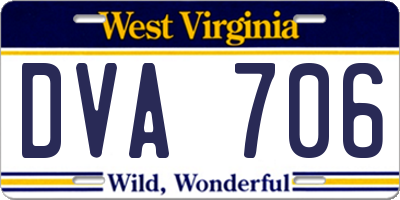 WV license plate DVA706