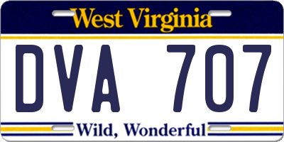 WV license plate DVA707