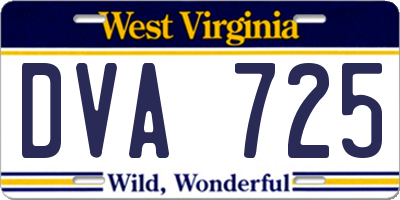 WV license plate DVA725