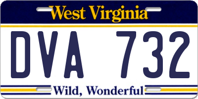WV license plate DVA732