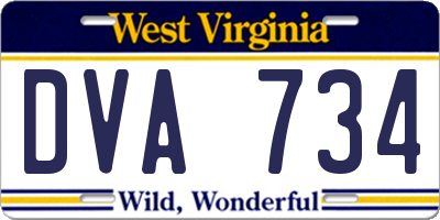 WV license plate DVA734