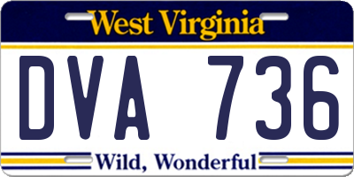 WV license plate DVA736