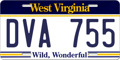 WV license plate DVA755