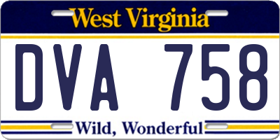WV license plate DVA758