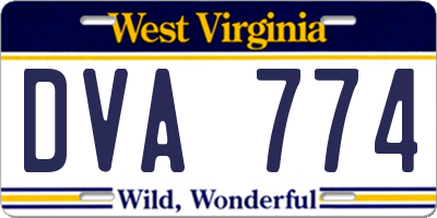 WV license plate DVA774