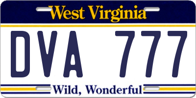 WV license plate DVA777
