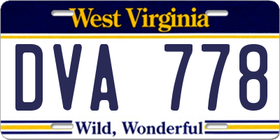 WV license plate DVA778