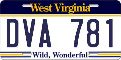 WV license plate DVA781