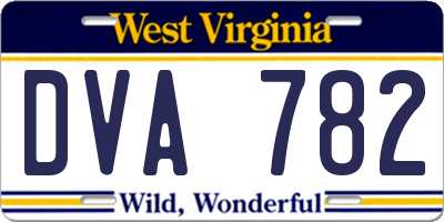 WV license plate DVA782