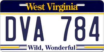 WV license plate DVA784