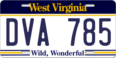 WV license plate DVA785