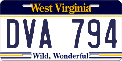 WV license plate DVA794