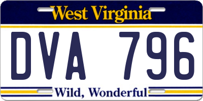 WV license plate DVA796