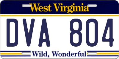 WV license plate DVA804
