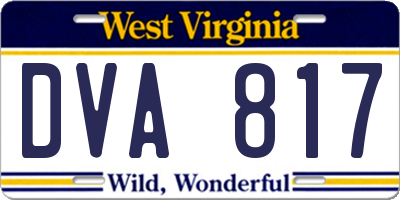 WV license plate DVA817