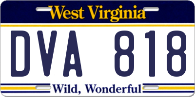 WV license plate DVA818