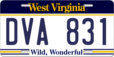 WV license plate DVA831