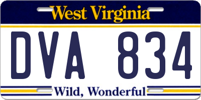 WV license plate DVA834