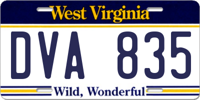 WV license plate DVA835