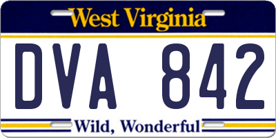 WV license plate DVA842