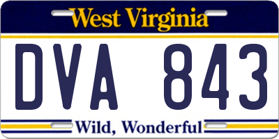 WV license plate DVA843