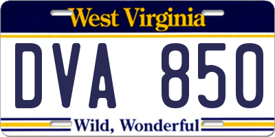 WV license plate DVA850