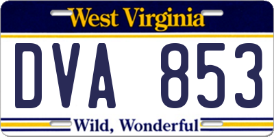 WV license plate DVA853
