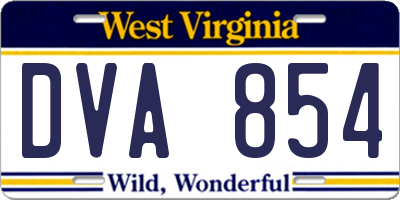 WV license plate DVA854