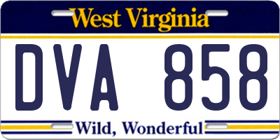 WV license plate DVA858