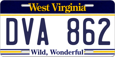 WV license plate DVA862